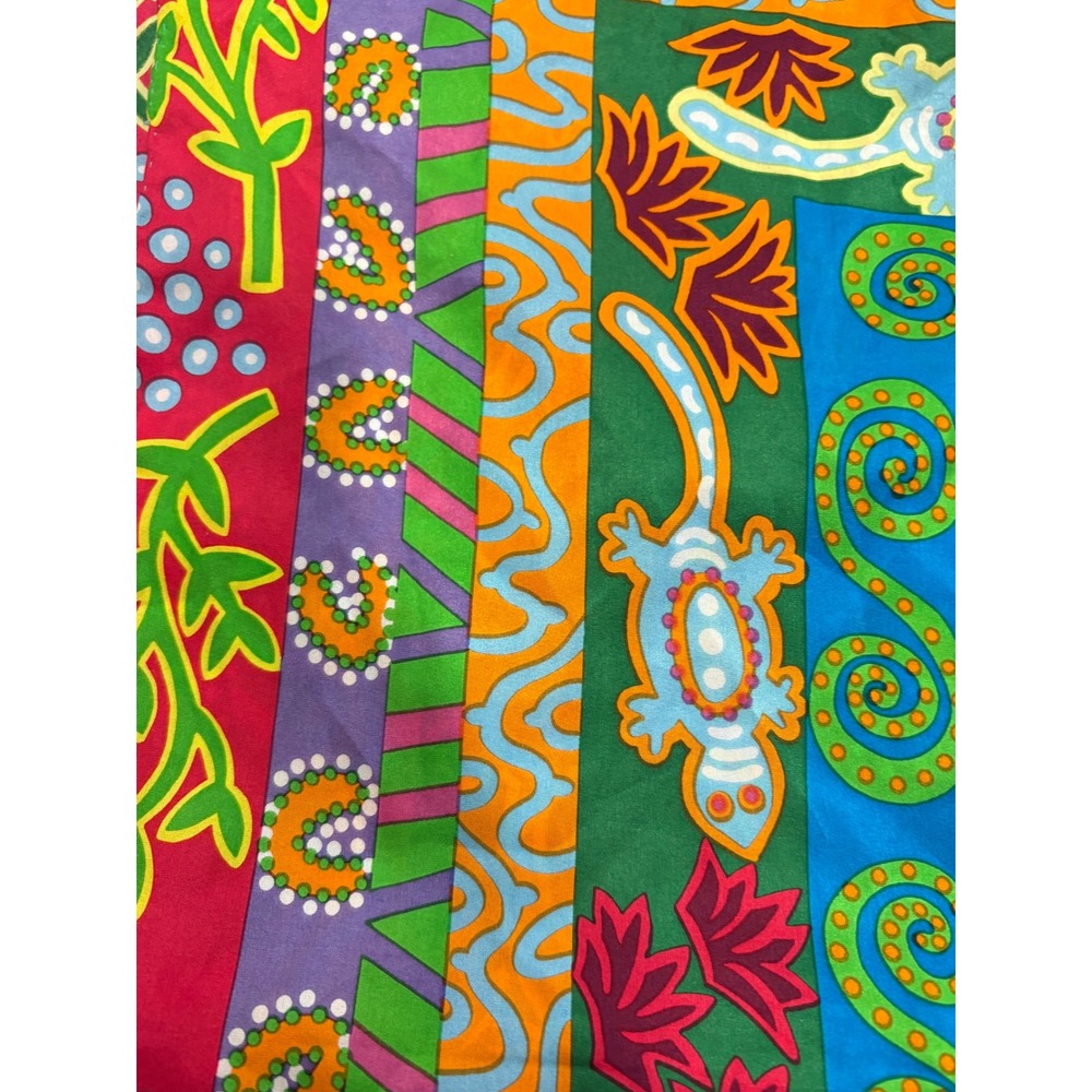 Blu Jan Barwick Silk Scarf Lizard Tropical Tribal Print Square 34x34 Multi Color - Picture 3 of 11